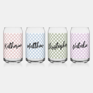 Custom Pastel Pink Blue Green Lila Kariertes Muste Dosenglas