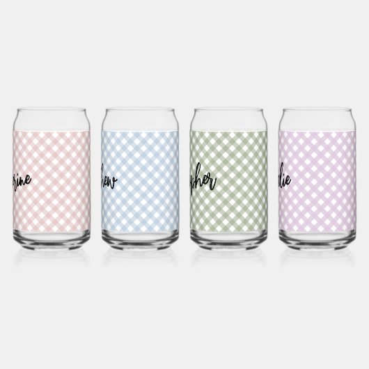 Custom Pastel Pink Blue Green Lila Kariertes Muste Dosenglas (Links)