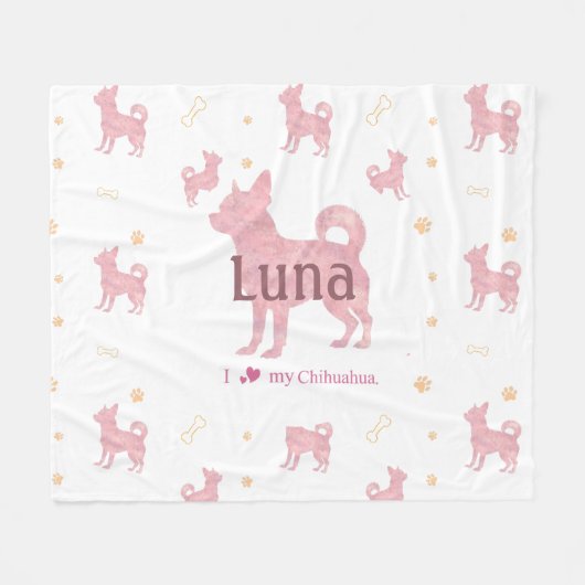 Custom Pastel pink chihuahua Silhouette blanket Fleecedecke (Vorderseite (Horizontal))