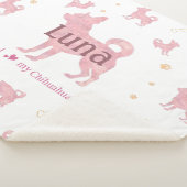 Custom Pastel pink chihuahua Silhouette blanket Sherpadecke (3/4)