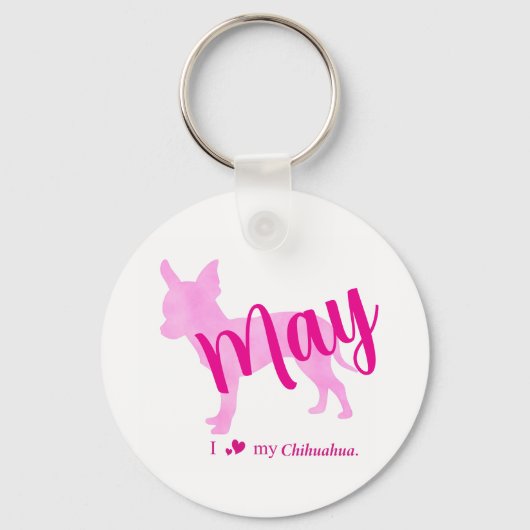 Custom Pastel Pink Chihuahua Silhouette Schlüssela Schlüsselanhänger (Vorderseite)