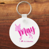 Custom Pastel Pink Chihuahua Silhouette Schlüssela Schlüsselanhänger (Rückseite)