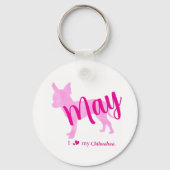 Custom Pastel Pink Chihuahua Silhouette Schlüssela Schlüsselanhänger (Rückseite)