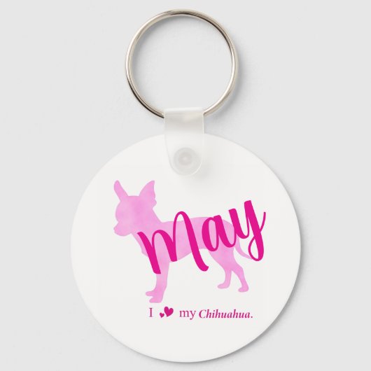 Custom Pastel Pink Chihuahua Silhouette Schlüssela Schlüsselanhänger (Rückseite)