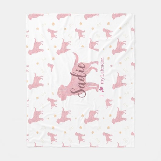 Custom Pastel pink Labrador retriever blanket gift Fleecedecke (Vorderseite)