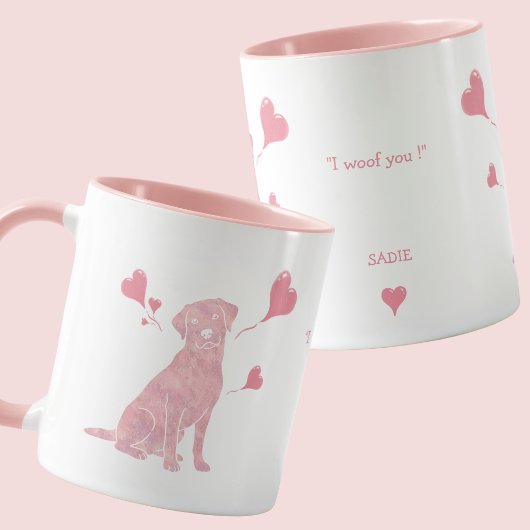 Custom Pastel Pink Labrador Retriever Valentine Tasse