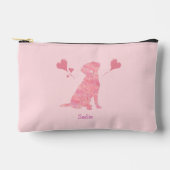 Custom Pastel Pink Labrador Valentine Name Pouch Zubehörtasche (Vorderseite)