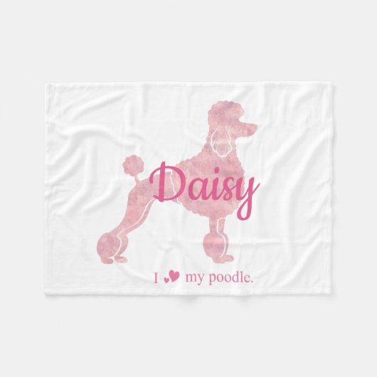 Custom Pastel Pink Poodle Silhouette Blanket Fleecedecke (Vorderseite (Horizontal))