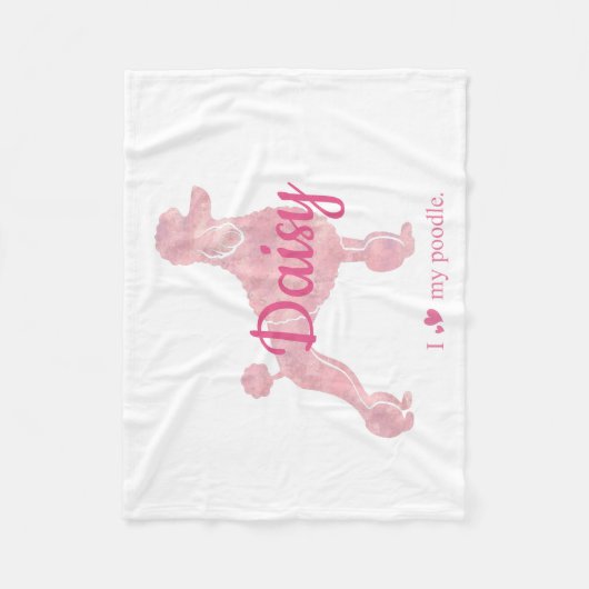 Custom Pastel Pink Poodle Silhouette Blanket Fleecedecke (Vorderseite)