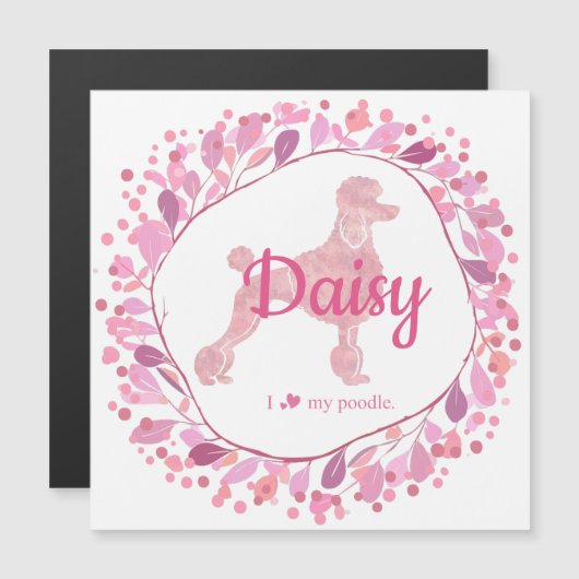 Custom Pastel Pink Poodle Silhouette  Magnet (Vorne/Hinten)