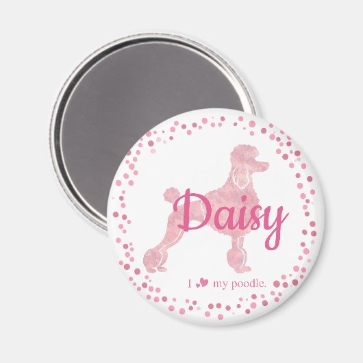 Custom Pastel Pink Poodle Silhouette  Magnet (Vorderseite/Rückseite)