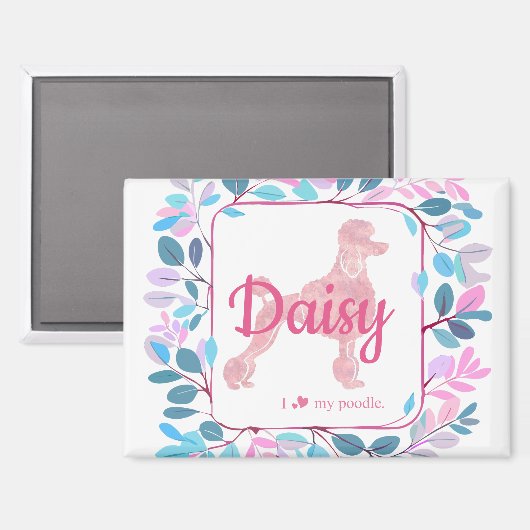 Custom Pastel Pink Poodle Silhouette  Magnet (Vorderseite/Rückseite)