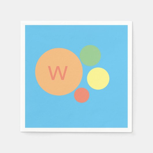 Custom Pastel Rainbow Polka Dot Monogram - Spaß Serviette (Vorderseite)