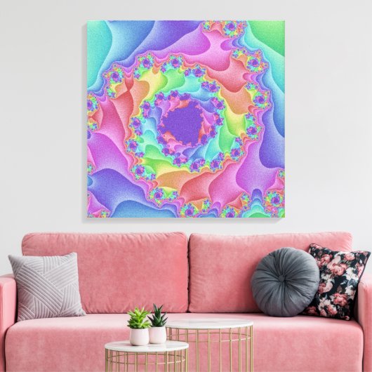 Custom Pastel Rainbow Spirale Leinwand Art (Insitu (Wohnzimmer))