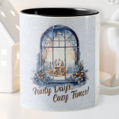 Custom Pastel Snowy Winter Szene Saison Urlaub Zweifarbige Tasse