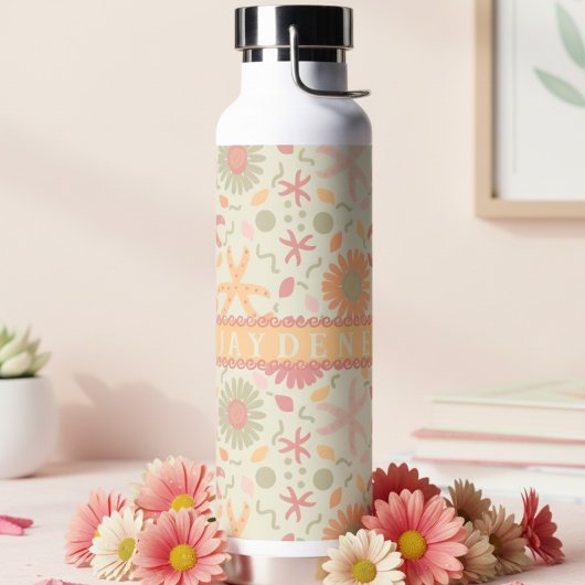 Custom Pastel Starfish Floral Creme Trinkflasche