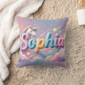 Custom Pastel Unicorn Name Pillow Kissen (Decke)