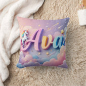 Custom Pastel Unicorn Name Pillow Kissen (Decke)