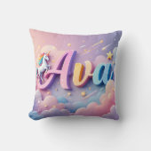 Custom Pastel Unicorn Name Pillow Kissen (Vorderseite)