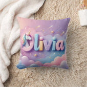 Custom Pastel Unicorn Name Pillow Kissen (Decke)