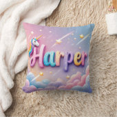 Custom Pastel Unicorn Name Pillow Kissen (Decke)