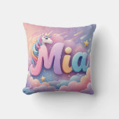 Custom Pastel Unicorn Name Pillow Kissen (Vorderseite)