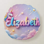 Custom Pastel Unicorn Name Pillow Rundes Kissen (Vorderseite)