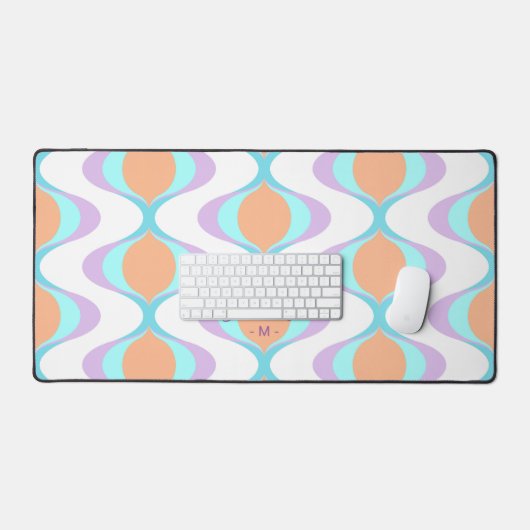 Custom Pastel Violet Lila Orange Aqua Blue Waves Schreibtischunterlage (Tastatur & Maus)