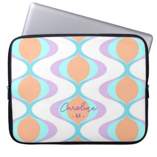 Custom Pastel Violet Orange Aqua Blue Ogee Waves Laptopschutzhülle