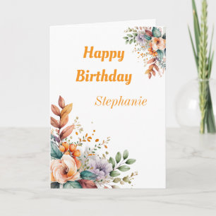 Custom Pastel Watercolor Frühlingsblumen Geburtsta Karte