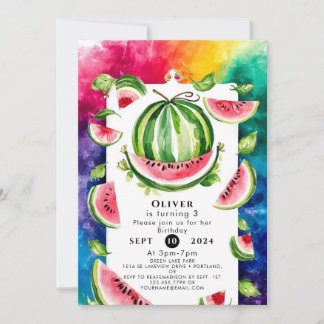 Custom Pastel Watermelon Geburtstag Einladung