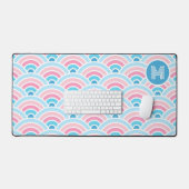 Custom Pastell Blush Pink Blue Waves Art Muster Schreibtischunterlage (Tastatur & Maus)