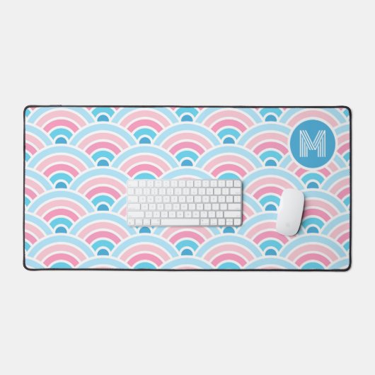 Custom Pastell Blush Pink Blue Waves Art Muster Schreibtischunterlage (Tastatur & Maus)