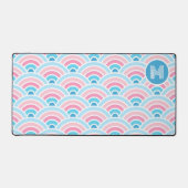 Custom Pastell Blush Pink Blue Waves Art Muster Schreibtischunterlage (Vorderseite)