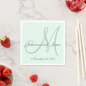 Custom Pastell Minze gefärbtes Monogramm Papier Na Serviette (Beispiel)
