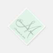 Custom Pastell Minze gefärbtes Monogramm Papier Na Serviette (Ecke)