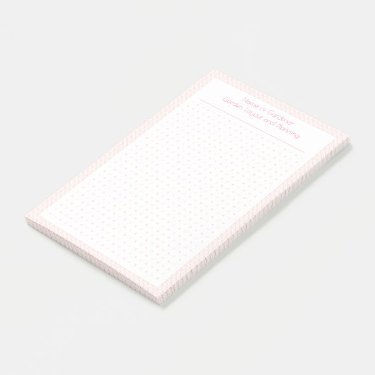 Custom Pastell Pink Dot Grid Garden Layoutplaner Post-it Klebezettel (angewinkelt)