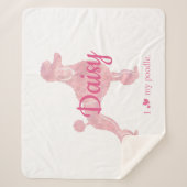 Custom Pastell Pink Poodle Silhouette Blanket Sherpadecke (Vorderseite)