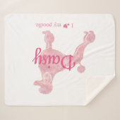 Custom Pastell Pink Poodle Silhouette Blanket Sherpadecke (Vorderseite (Horizontal))