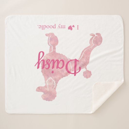Custom Pastell Pink Poodle Silhouette Blanket Sherpadecke (Vorderseite (Horizontal))