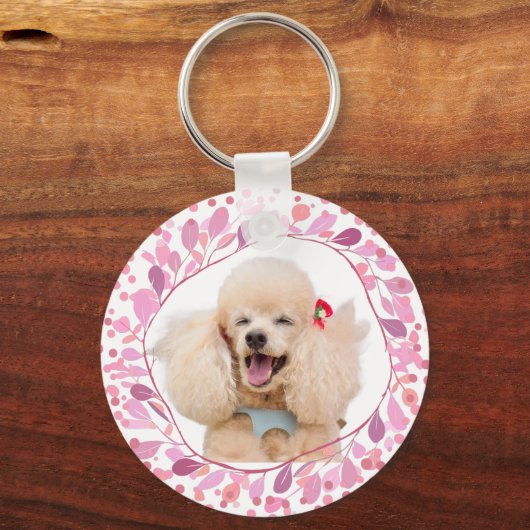 Custom Pastell Pink Poodle Silhouette Schlüsselanh Schlüsselanhänger (Vorderseite)