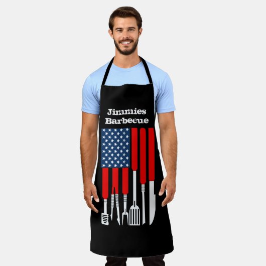 Custom Patriotic Barbecue und Koch Schürze (Getragen)
