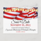 Custom Patriotic Bunting Stars Save the Date Ankündigungspostkarte (Vorderseite)