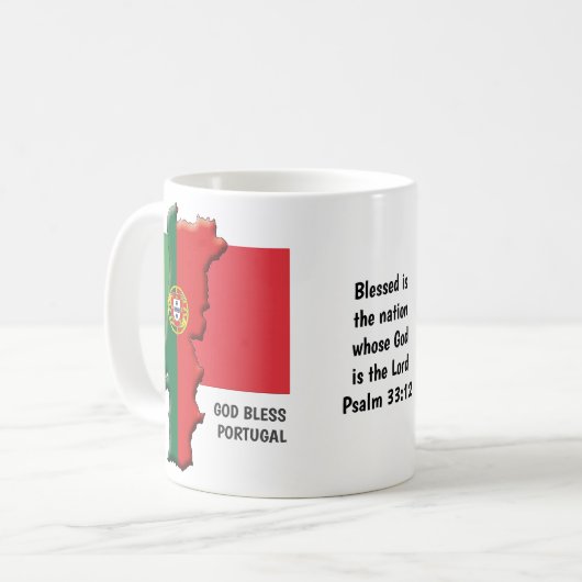 Custom Patriotic GOD BLESS PORTUGAL Kaffeetasse (Vorderseite Links)