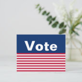 Custom Patriotic Red White and Blue Vote Postcard Postkarte (Stehend Vorderseite)