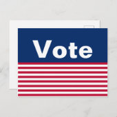 Custom Patriotic Red White and Blue Vote Postcard Postkarte (Vorne/Hinten)