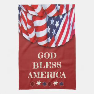 Custom Patriotic Red White Blue Stars Bunting Geschirrtuch