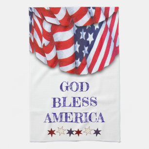 Custom Patriotic Red White Blue Stars Bunting Geschirrtuch