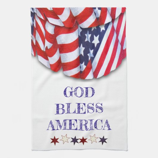 Custom Patriotic Red White Blue Stars Bunting Geschirrtuch (Vertikal)