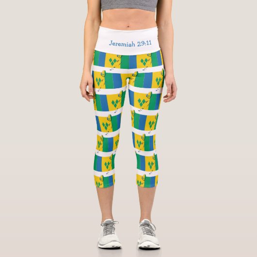 Custom Patriotic ST VINCENT FLAG Capri Leggings (Vorderseite)